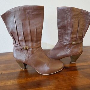 Frye Brown Ankle Booties with Tapered Heel